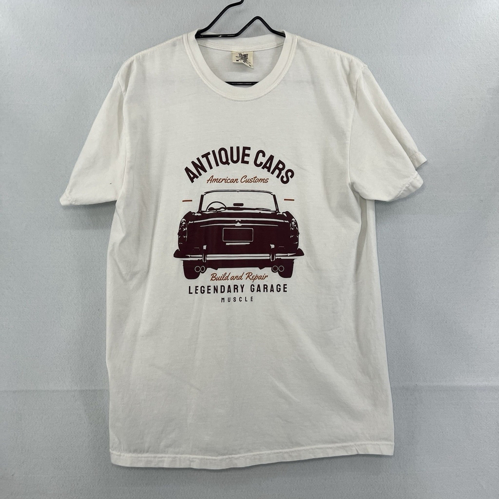 Antique Cars Tshirt American Customs Build and Repair Legendary White Mens Med - Picture 2 of 14
